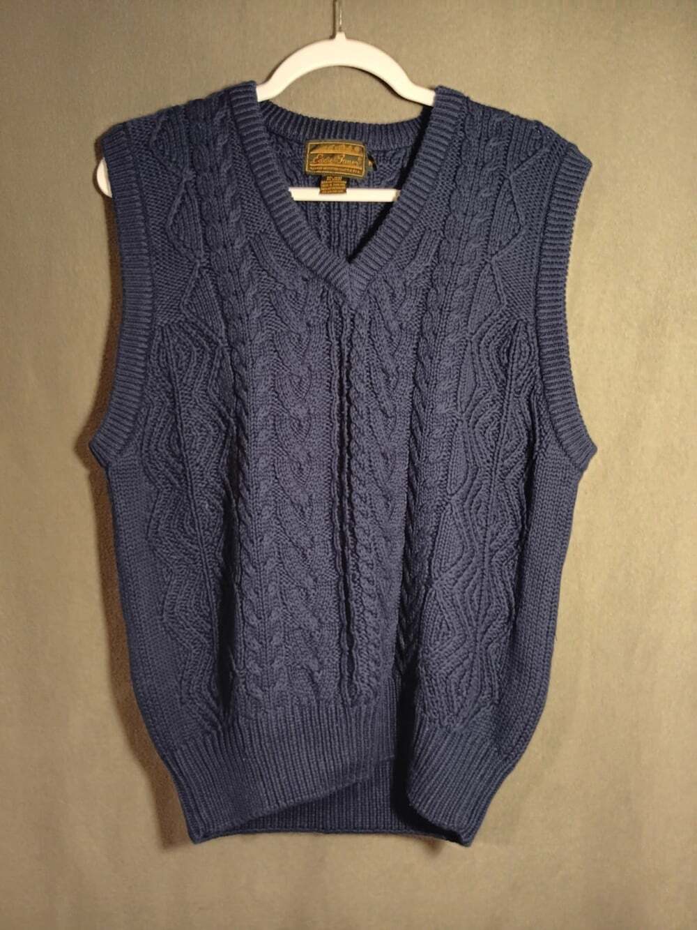 Eddie Bauer Gold Tag Vintage Cable Knit Sweater Vest Men’s Medium Navy Blue